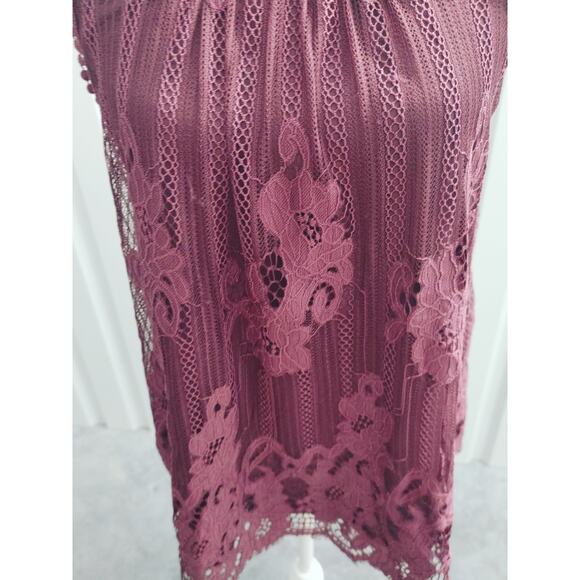 Altar'd State Top Blouse Sleeveless Lace Overlay Purple Small - Picture 2 of 5